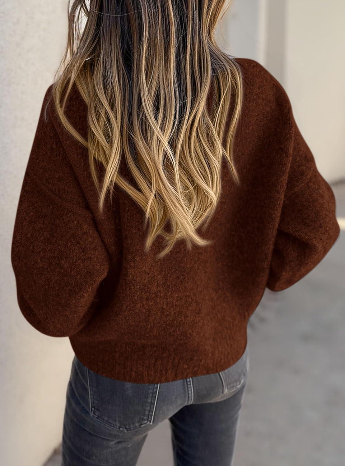 imagePRETTYGARDEN Cardigan Sweaters for Women Trendy Fall 2025 Long Sleeve Button Down Oversized Chunky Knit Sweater OuterwearCaramel