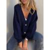 imagePRETTYGARDEN Cardigan Sweaters for Women Trendy Fall 2025 Long Sleeve Button Down Oversized Chunky Knit Sweater OuterwearRoyal Blue