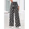 imagePRETTYGARDEN Casual Womens Pants 2025 Elastic Waist Palazzo Long Pajama Wide Leg Trousers Knit Fall Outfits with PocketsBig Plaid Black