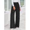 imagePRETTYGARDEN Casual Womens Pants 2025 Elastic Waist Palazzo Long Pajama Wide Leg Trousers Knit Fall Outfits with PocketsDot Black White