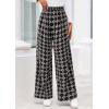 imagePRETTYGARDEN Casual Womens Pants 2025 Elastic Waist Palazzo Long Pajama Wide Leg Trousers Knit Fall Outfits with PocketsSmall Plaid Black