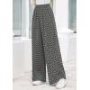 imagePRETTYGARDEN Casual Womens Pants 2025 Elastic Waist Palazzo Long Pajama Wide Leg Trousers Knit Fall Outfits with PocketsStriped Black