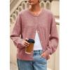 imagePRETTYGARDEN Fall Long Sleeve Cardigans for Women Trendy 2025 Lightweight Button Down Crewneck Loose Knit Sweater ClothesGrey Pink