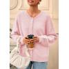 imagePRETTYGARDEN Fall Long Sleeve Cardigans for Women Trendy 2025 Lightweight Button Down Crewneck Loose Knit Sweater ClothesPink