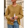 imagePRETTYGARDEN Fall Long Sleeve Cardigans for Women Trendy 2025 Lightweight Button Down Crewneck Loose Knit Sweater ClothesYellow