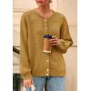 imagePRETTYGARDEN Fall Long Sleeve Cardigans for Women Trendy 2025 Lightweight Button Down Crewneck Loose Knit Sweater ClothesYellow