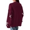 imagePRETTYGARDEN Fall Long Sleeve Pullover Sweaters for Women 2025 Trendy Crewneck Casual Cute Bow Chunky Knit Oversized SweaterWine Red