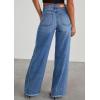 imagePRETTYGARDEN Wide Leg Jeans for Women Trendy High Waisted Stretchy Baggy Raw Hem Denim Palazzo Pants 2025 Fall ClothesDark Blue