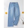 imagePRETTYGARDEN Wide Leg Jeans for Women Trendy High Waisted Stretchy Baggy Raw Hem Denim Palazzo Pants 2025 Fall ClothesLight Blue
