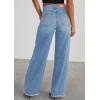 imagePRETTYGARDEN Wide Leg Jeans for Women Trendy High Waisted Stretchy Baggy Raw Hem Denim Palazzo Pants 2025 Fall ClothesLight Blue