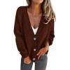 imagePRETTYGARDEN Cardigan Sweaters for Women Trendy Fall 2025 Long Sleeve Button Down Oversized Chunky Knit Sweater OuterwearCaramel