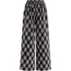 imagePRETTYGARDEN Casual Womens Pants 2025 Elastic Waist Palazzo Long Pajama Wide Leg Trousers Knit Fall Outfits with PocketsBig Plaid Black