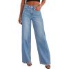 imagePRETTYGARDEN Wide Leg Jeans for Women Trendy High Waisted Stretchy Baggy Raw Hem Denim Palazzo Pants 2025 Fall ClothesLight Blue