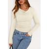 imagePRETTYGARDEN Womens Long Sleeve Cowl Neck Ribbed Knit Fall Shirts Slim Fit Ruched Going Out Crop Tops Basic TShirtsBeige