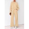 imagePRETTYGARDEN Women 2 Piece Outfits 2025 Fall Sweatsuits Crewneck Sweatshirt Wide Leg Sweatpants Lounge Sets TracksuitApricot