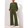imagePRETTYGARDEN Women 2 Piece Outfits 2025 Fall Sweatsuits Crewneck Sweatshirt Wide Leg Sweatpants Lounge Sets TracksuitArmy Green