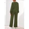 imagePRETTYGARDEN Women 2 Piece Outfits 2025 Fall Sweatsuits Crewneck Sweatshirt Wide Leg Sweatpants Lounge Sets TracksuitArmy Green