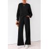 imagePRETTYGARDEN Women 2 Piece Outfits 2025 Fall Sweatsuits Crewneck Sweatshirt Wide Leg Sweatpants Lounge Sets TracksuitBlack