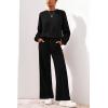 imagePRETTYGARDEN Women 2 Piece Outfits 2025 Fall Sweatsuits Crewneck Sweatshirt Wide Leg Sweatpants Lounge Sets TracksuitBlack