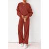 imagePRETTYGARDEN Women 2 Piece Outfits 2025 Fall Sweatsuits Crewneck Sweatshirt Wide Leg Sweatpants Lounge Sets TracksuitBrick Red
