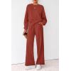 imagePRETTYGARDEN Women 2 Piece Outfits 2025 Fall Sweatsuits Crewneck Sweatshirt Wide Leg Sweatpants Lounge Sets TracksuitBrick Red