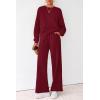 imagePRETTYGARDEN Women 2 Piece Outfits 2025 Fall Sweatsuits Crewneck Sweatshirt Wide Leg Sweatpants Lounge Sets TracksuitBurgundy