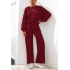 imagePRETTYGARDEN Women 2 Piece Outfits 2025 Fall Sweatsuits Crewneck Sweatshirt Wide Leg Sweatpants Lounge Sets TracksuitBurgundy