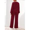 imagePRETTYGARDEN Women 2 Piece Outfits 2025 Fall Sweatsuits Crewneck Sweatshirt Wide Leg Sweatpants Lounge Sets TracksuitBurgundy