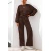 imagePRETTYGARDEN Women 2 Piece Outfits 2025 Fall Sweatsuits Crewneck Sweatshirt Wide Leg Sweatpants Lounge Sets TracksuitDark Brown