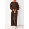 imagePRETTYGARDEN Women 2 Piece Outfits 2025 Fall Sweatsuits Crewneck Sweatshirt Wide Leg Sweatpants Lounge Sets TracksuitDark Brown