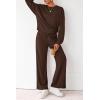 imagePRETTYGARDEN Women 2 Piece Outfits 2025 Fall Sweatsuits Crewneck Sweatshirt Wide Leg Sweatpants Lounge Sets TracksuitDark Brown