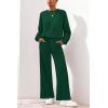 imagePRETTYGARDEN Women 2 Piece Outfits 2025 Fall Sweatsuits Crewneck Sweatshirt Wide Leg Sweatpants Lounge Sets TracksuitDark Green