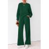 imagePRETTYGARDEN Women 2 Piece Outfits 2025 Fall Sweatsuits Crewneck Sweatshirt Wide Leg Sweatpants Lounge Sets TracksuitDark Green