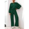 imagePRETTYGARDEN Women 2 Piece Outfits 2025 Fall Sweatsuits Crewneck Sweatshirt Wide Leg Sweatpants Lounge Sets TracksuitDark Green