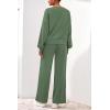 imagePRETTYGARDEN Women 2 Piece Outfits 2025 Fall Sweatsuits Crewneck Sweatshirt Wide Leg Sweatpants Lounge Sets TracksuitGreen