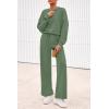imagePRETTYGARDEN Women 2 Piece Outfits 2025 Fall Sweatsuits Crewneck Sweatshirt Wide Leg Sweatpants Lounge Sets TracksuitGreen