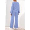 imagePRETTYGARDEN Women 2 Piece Outfits 2025 Fall Sweatsuits Crewneck Sweatshirt Wide Leg Sweatpants Lounge Sets TracksuitLight Blue