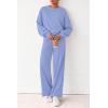 imagePRETTYGARDEN Women 2 Piece Outfits 2025 Fall Sweatsuits Crewneck Sweatshirt Wide Leg Sweatpants Lounge Sets TracksuitLight Blue