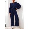 imagePRETTYGARDEN Women 2 Piece Outfits 2025 Fall Sweatsuits Crewneck Sweatshirt Wide Leg Sweatpants Lounge Sets TracksuitNavy Blue