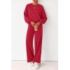 imagePRETTYGARDEN Women 2 Piece Outfits 2025 Fall Sweatsuits Crewneck Sweatshirt Wide Leg Sweatpants Lounge Sets TracksuitRed