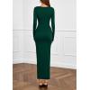 imagePRETTYGARDEN Womens Fall Wedding Guest Cocktail Midi Dresses Elegant Long Sleeve Bodycon Ruched Dress 2025 Fashion ClothingDark Green