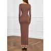 imagePRETTYGARDEN Womens Fall Wedding Guest Cocktail Midi Dresses Elegant Long Sleeve Bodycon Ruched Dress 2025 Fashion ClothingLight Brown