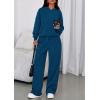 imagePRETTYGARDEN Womens Sweatsuits 2 Piece Set 2025 Casual Winter Long Sleeve Hoodie Loose Wide Leg Sweatpants Fall TracksuitDark Blue
