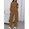 imagePRETTYGARDEN Womens Sweatsuits 2 Piece Set 2025 Casual Winter Long Sleeve Hoodie Loose Wide Leg Sweatpants Fall TracksuitLight Brown