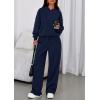 imagePRETTYGARDEN Womens Sweatsuits 2 Piece Set 2025 Casual Winter Long Sleeve Hoodie Loose Wide Leg Sweatpants Fall TracksuitNavy Blue