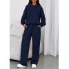 imagePRETTYGARDEN Womens Sweatsuits 2 Piece Set 2025 Casual Winter Long Sleeve Hoodie Loose Wide Leg Sweatpants Fall TracksuitNavy Blue
