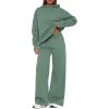 imagePRETTYGARDEN Womens Sweatsuits 2 Piece Set 2025 Casual Winter Long Sleeve Hoodie Loose Wide Leg Sweatpants Fall TracksuitGrey Green