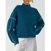 imagePRETTYGARDEN Womens Chunky Knit Sweaters 2025 Fall Long Sleeve Mock Neck Oversized Pullover Tops Winter Fashion ClothesBlue Green