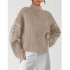 imagePRETTYGARDEN Womens Chunky Knit Sweaters 2025 Fall Long Sleeve Mock Neck Oversized Pullover Tops Winter Fashion ClothesCamel