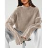 imagePRETTYGARDEN Womens Chunky Knit Sweaters 2025 Fall Long Sleeve Mock Neck Oversized Pullover Tops Winter Fashion ClothesCamel